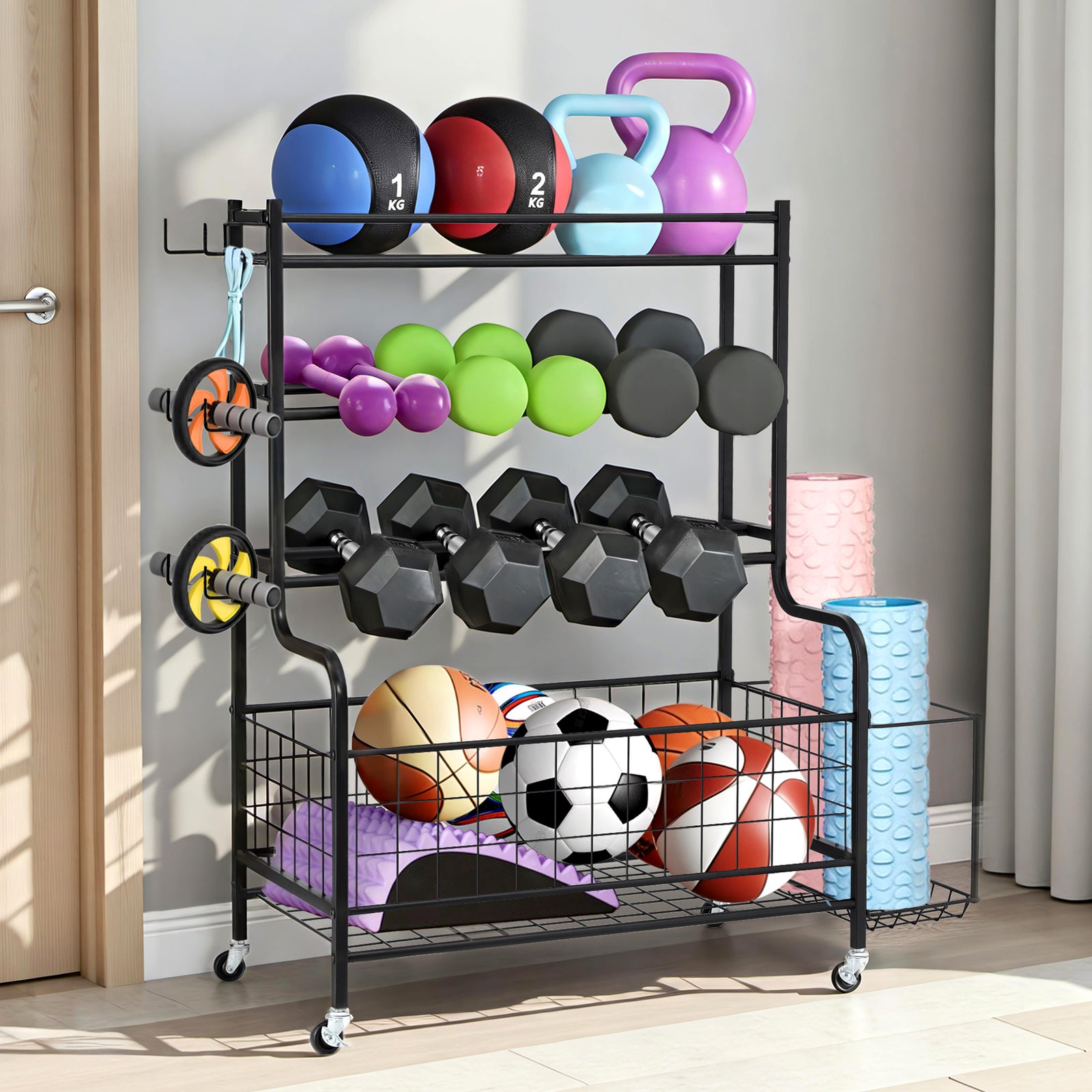 Dumbbell Rack Weight Rack for Dumbbells Home Gym Storage Black