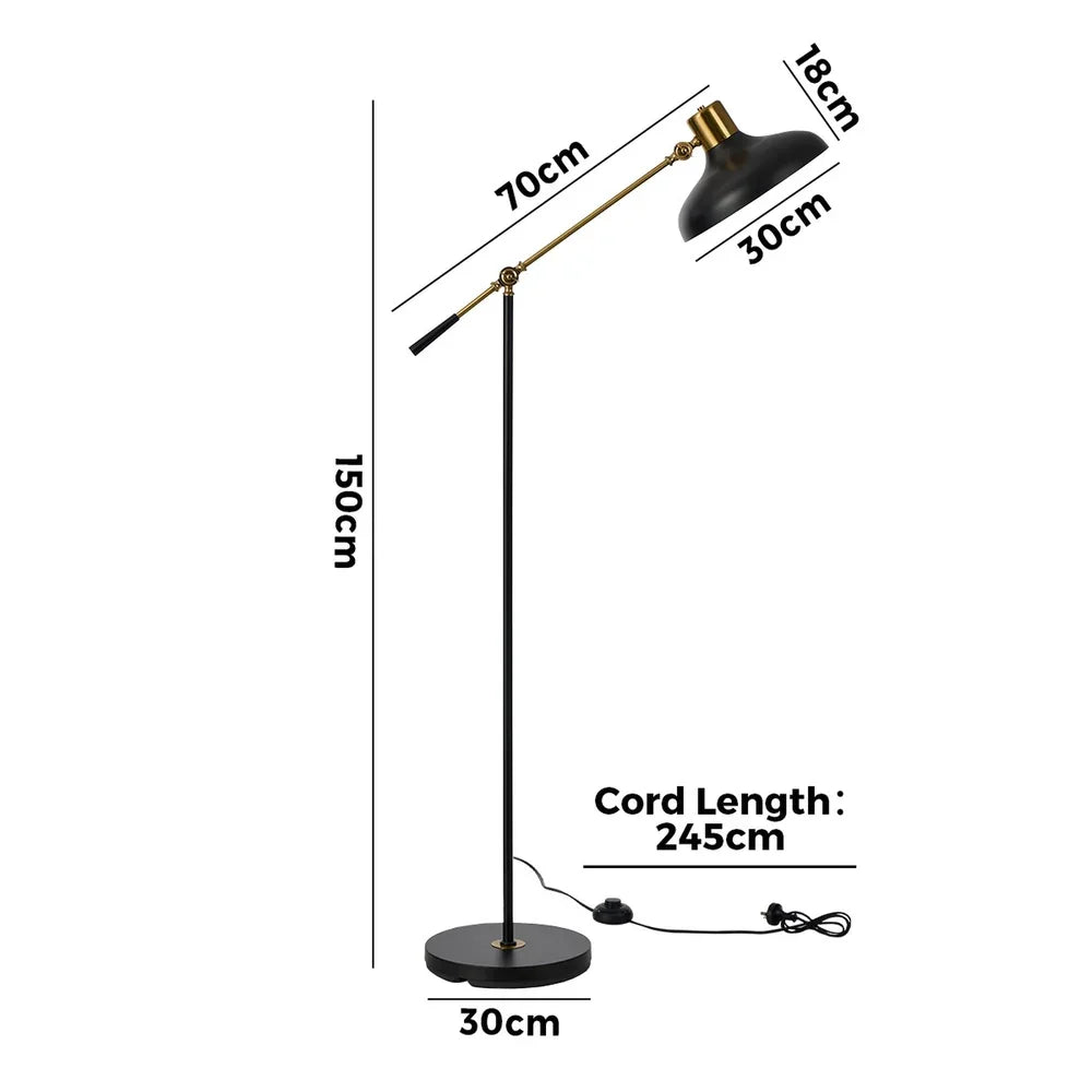 Floor Lamps Adjustable Height Standing Metal Frame Black