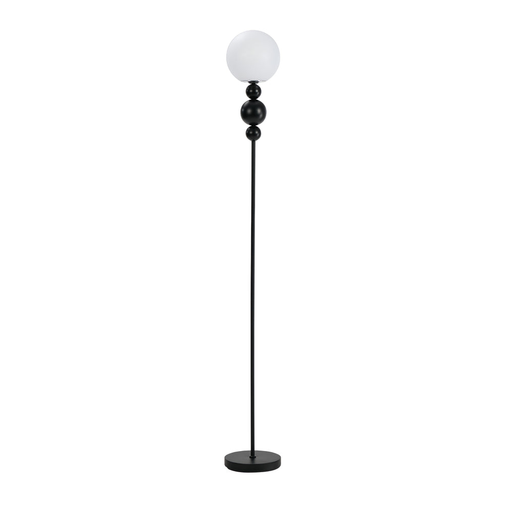Standing Floor Lamp with Globe Shade in Black, Footswitch Set