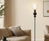 Standing Floor Lamp with Globe Shade in Black, Footswitch Set
