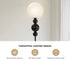 Standing Floor Lamp with Globe Shade in Black, Footswitch Set