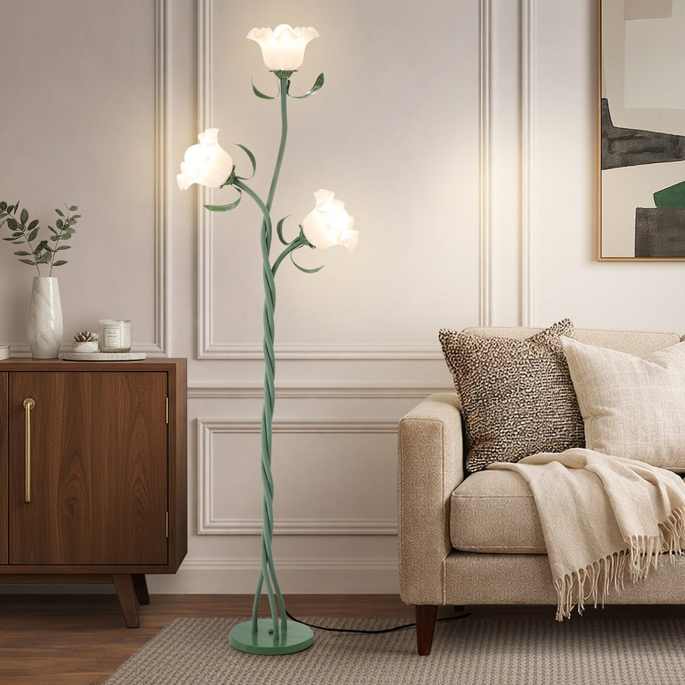 Oikiture 3-light Floor Lamps Metal Lamp Acrylic Shade