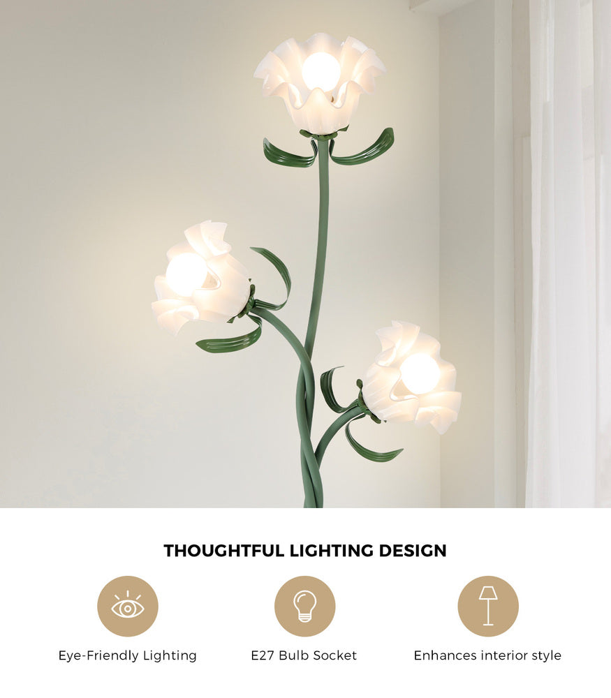 3-light Floor Lamps Metal Lamp Acrylic Shade