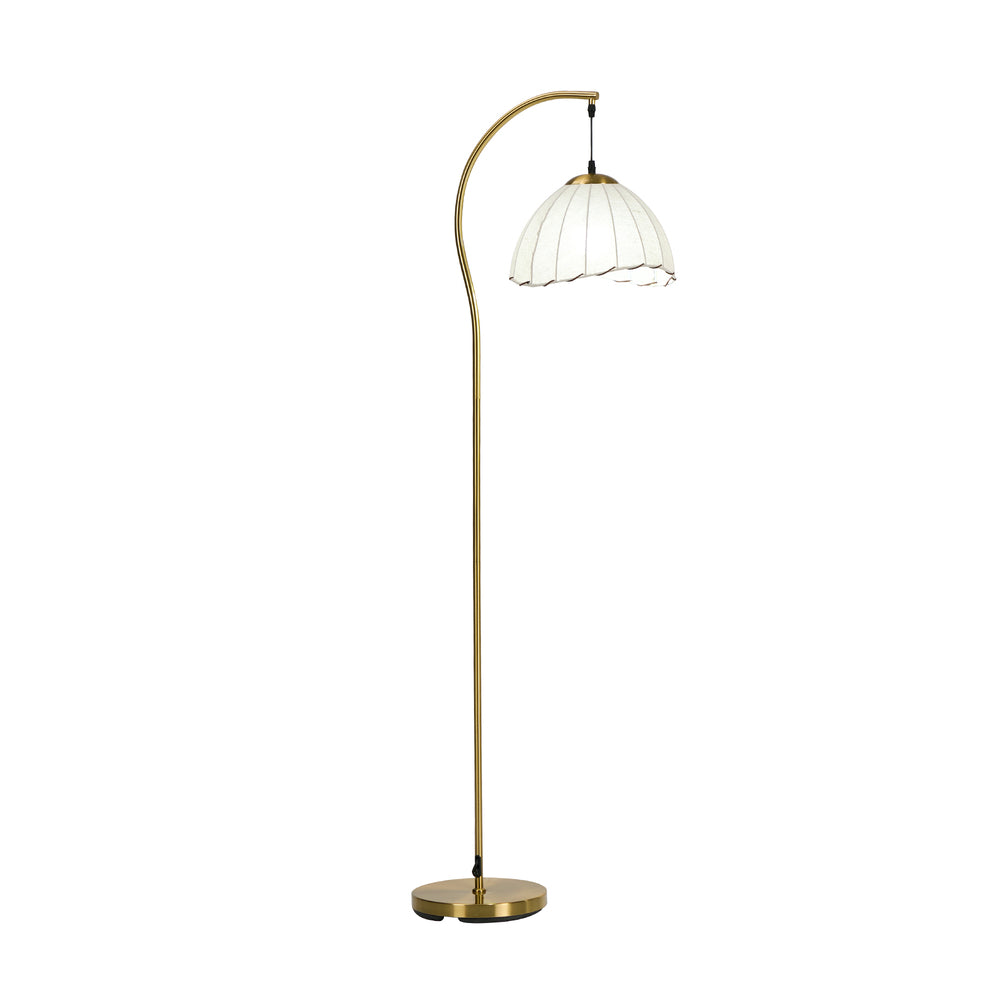 Retro Standing Floor Lamp in Golden Metal, Footswitch, 150cm Set