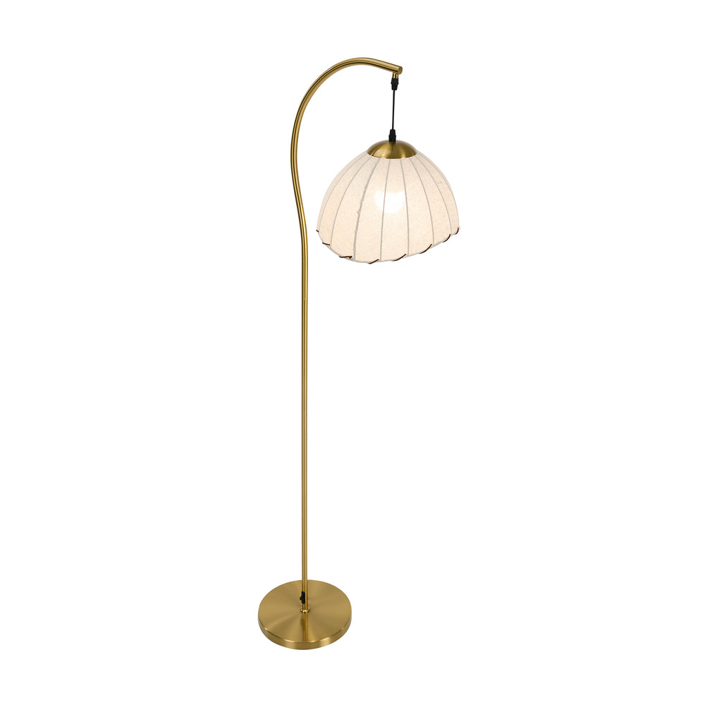 Retro Standing Floor Lamp in Golden Metal, Footswitch, 150cm Set