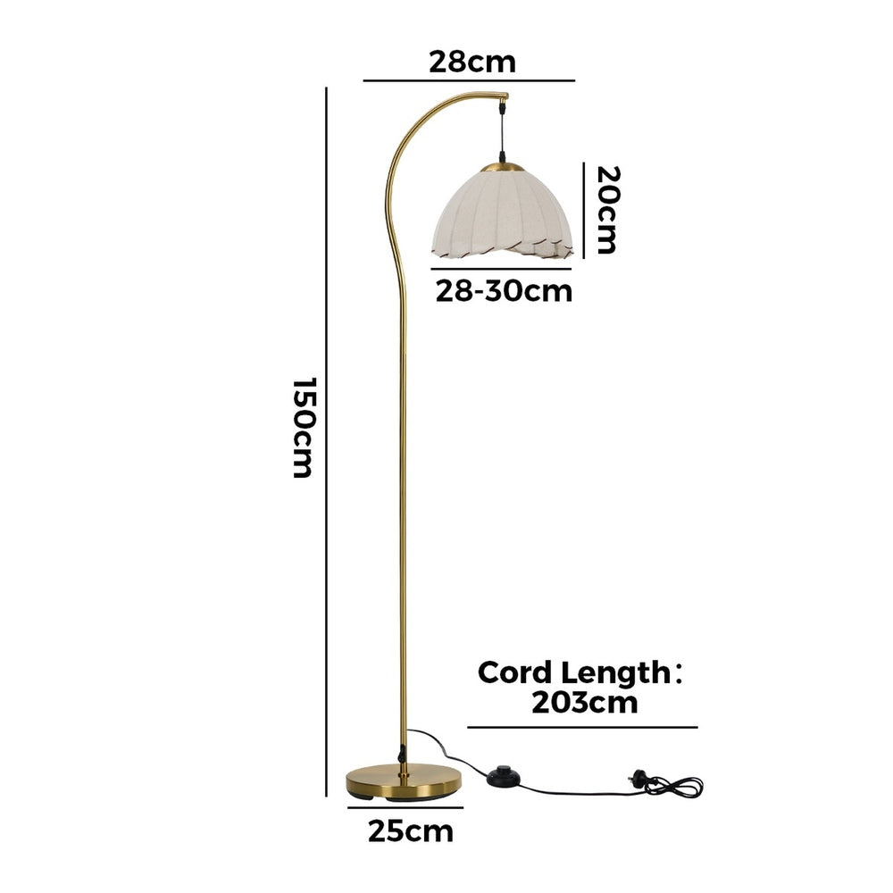 Retro Standing Floor Lamp in Golden Metal, Footswitch, 150cm Set