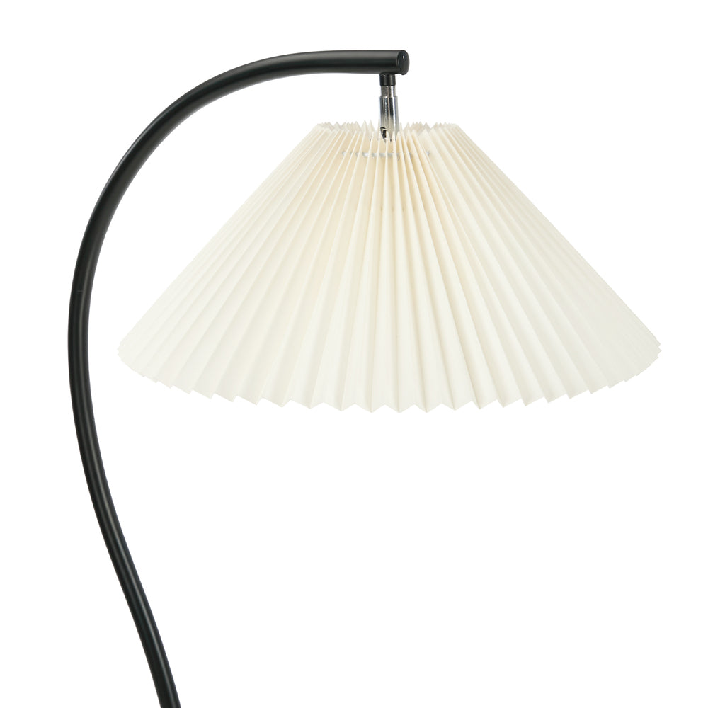 Standing Floor Lamp, Pleated Shade, Black Finish, 42x42x157cm E27