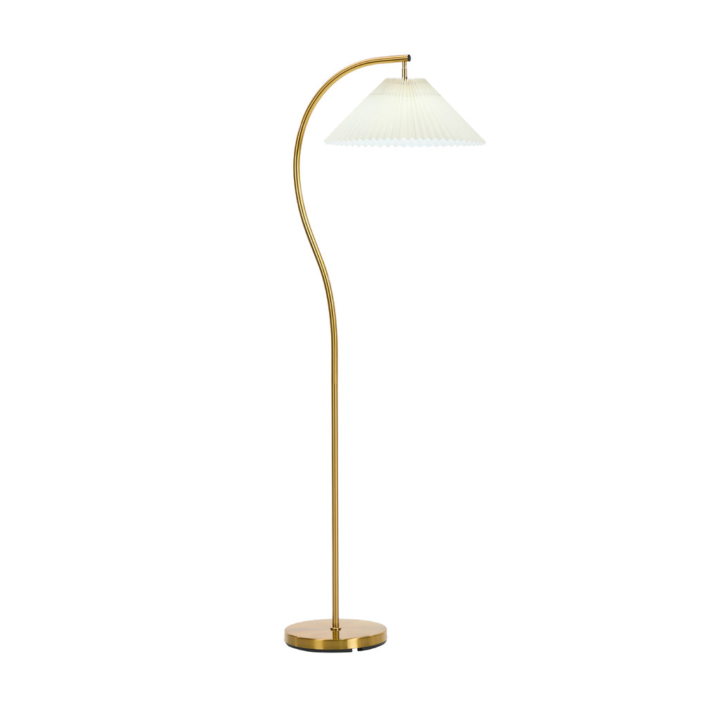 Standing Floor Lamp, Pleated Shade, Golden Finish, 42x42x157cm