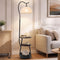 Metal Floor Lamp Reading Lamp Fabric Shade w/Side Table