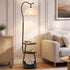 Metal Floor Lamp Reading Lamp Fabric Shade w/Side Table