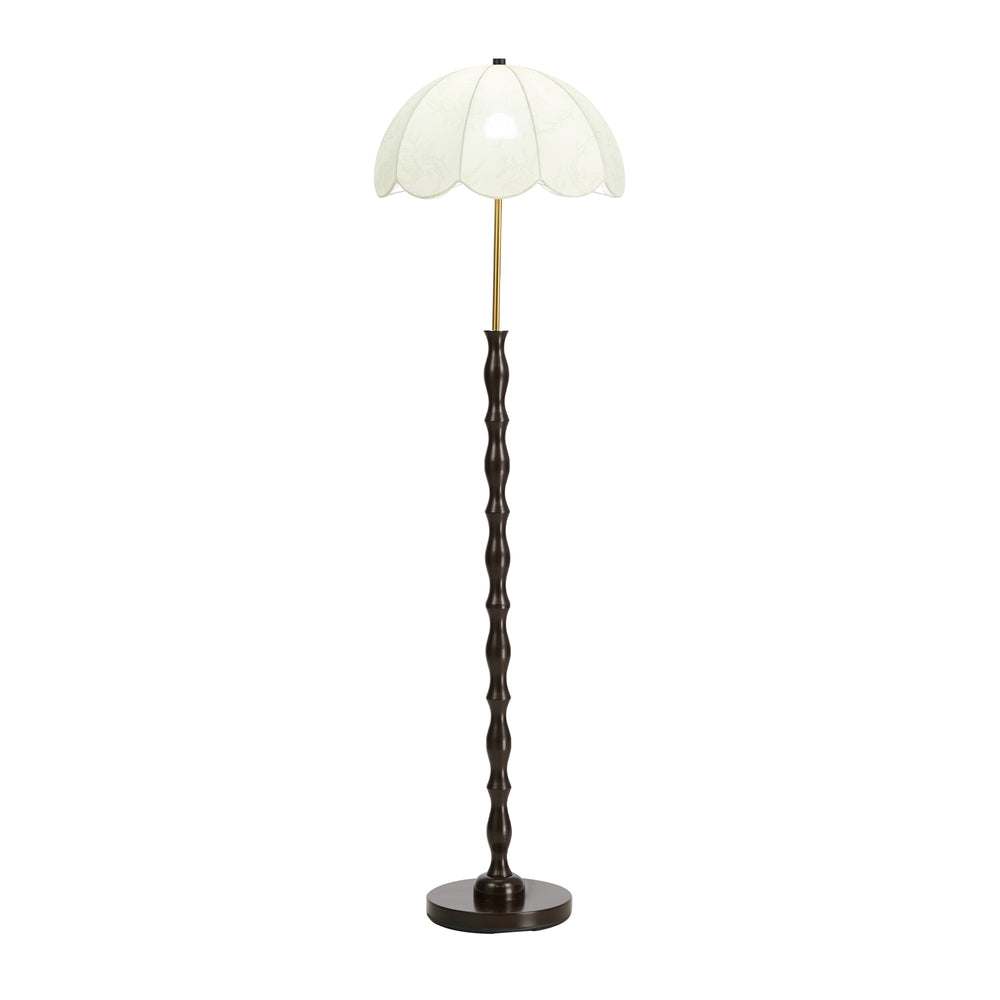 Oikiture Metal Floor lamp Reading Lamp Fabric Shade Vintage