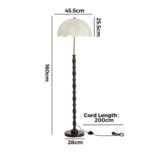 Oikiture Metal Floor lamp Reading Lamp Fabric Shade Vintage