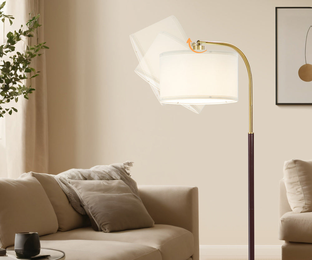 Oikiture Floor Lamp Metal Frame Plastic Shade Black & Gold