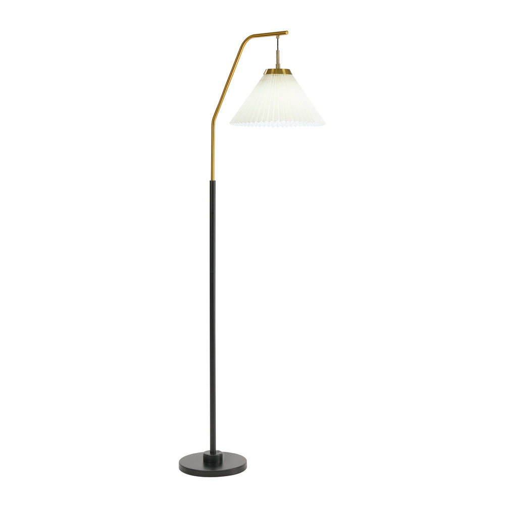 Oikiture Floor Lamp Arc Metal Frame Plastic Shade Black & Gold