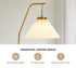 Oikiture Floor Lamp Arc Metal Frame Plastic Shade Black & Gold