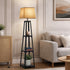 Floor Lamps Fabric Shade Reading Light with Display Shelf
