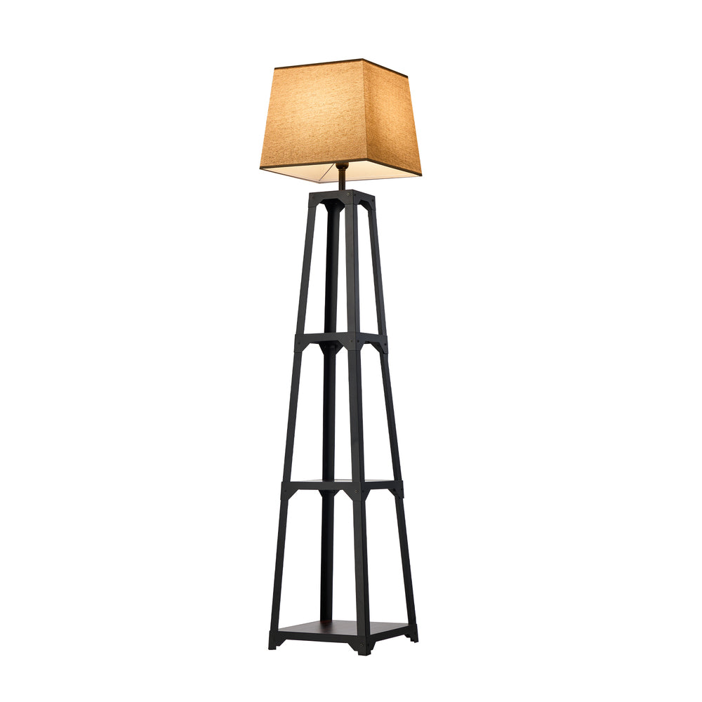 Floor Lamps Fabric Shade Reading Light with Display Shelf