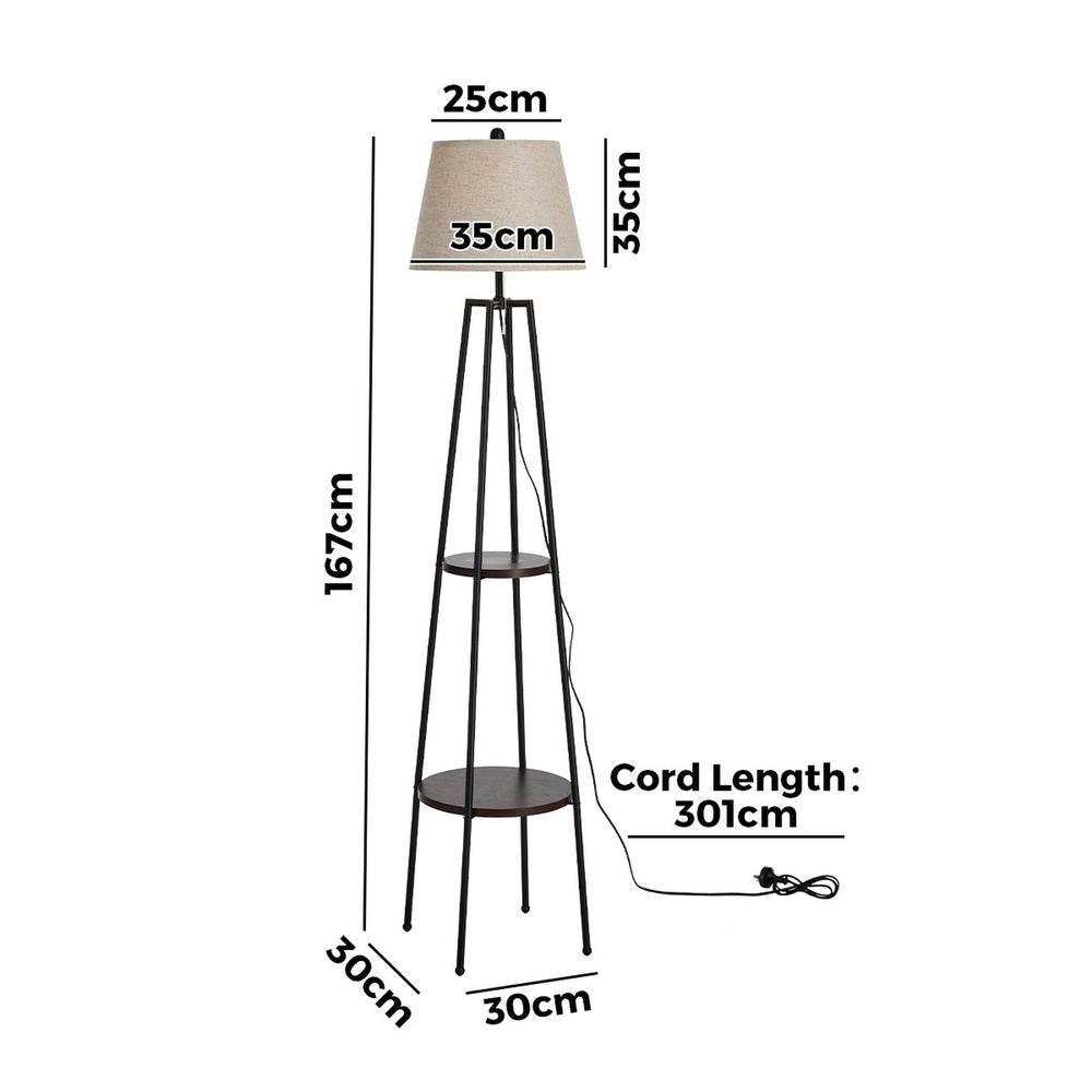 Floor Lamps Fabric Shade Standing Lamp with Display Shelf