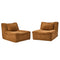 Oikiture 2x Accent Chair Lazy Sofa Floor Couch Foam Pouffe Brown