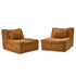 Oikiture 2x Accent Chair Lazy Sofa Floor Couch Foam Pouffe Brown
