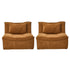 Oikiture 2x Accent Chair Lazy Sofa Floor Couch Foam Pouffe Brown