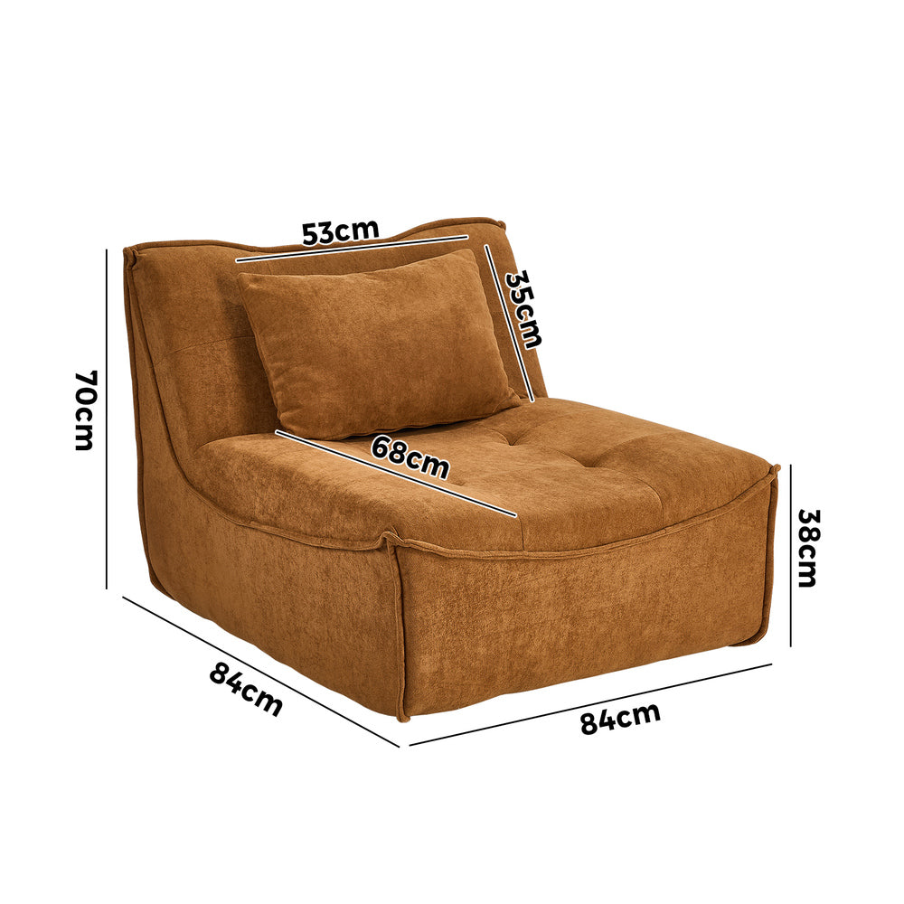 Oikiture Accent Chair Lazy Sofa Floor Couch Foam Pouffe Brown
