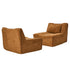 Oikiture 2x Accent Chair Lazy Sofa Floor Couch Foam Pouffe Brown