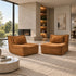 Oikiture 2x Accent Chair Lazy Sofa Floor Couch Foam Pouffe Brown