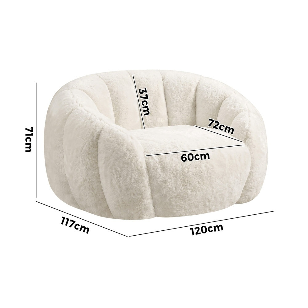 Oikiture 2x Bean Bag Floor Lounge Lazy Sofa Faux Rabbit Fleece Beige