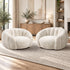 Oikiture 2x Bean Bag Floor Lounge Lazy Sofa Faux Rabbit Fleece Beige