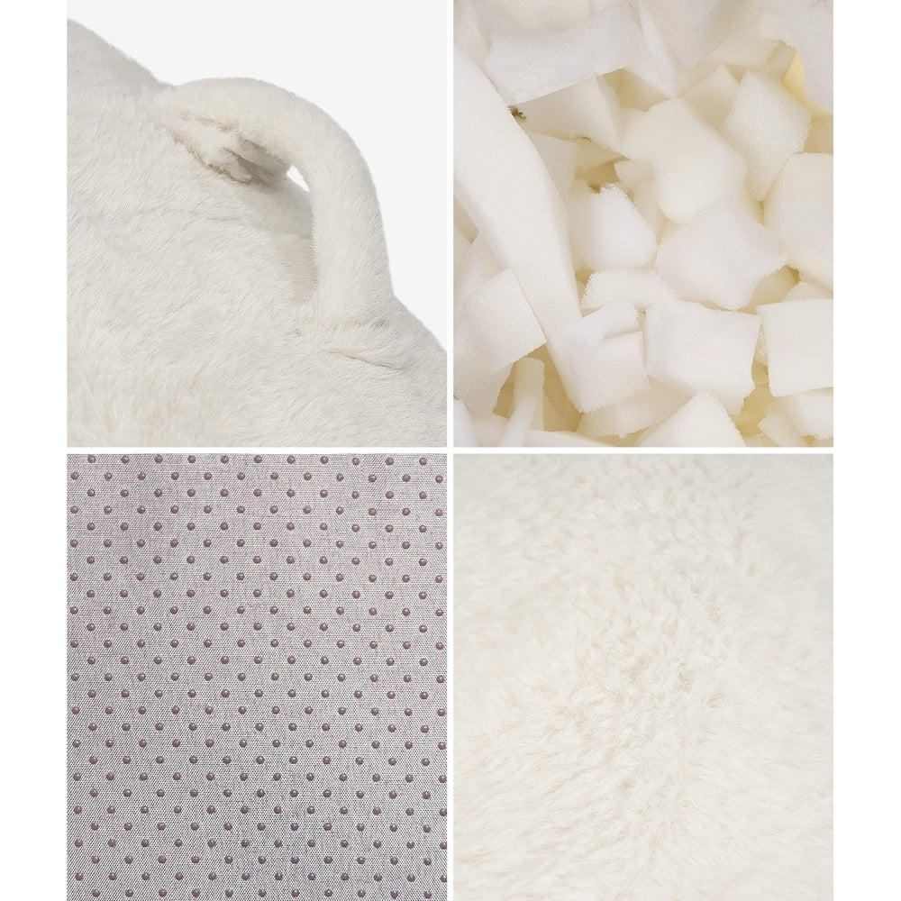 Oikiture 2x Bean Bag Floor Lounge Lazy Sofa Faux Rabbit Fleece Beige