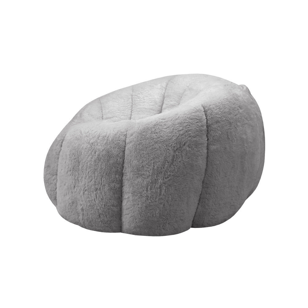 Oikiture 2x Bean Bag Floor Lounge Lazy Sofa Faux Rabbit Fleece Grey