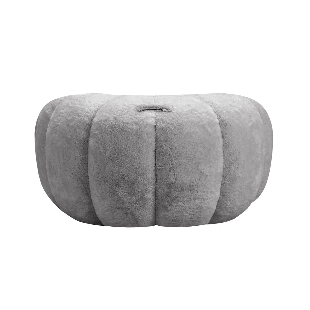 Oikiture 2x Bean Bag Floor Lounge Lazy Sofa Faux Rabbit Fleece Grey