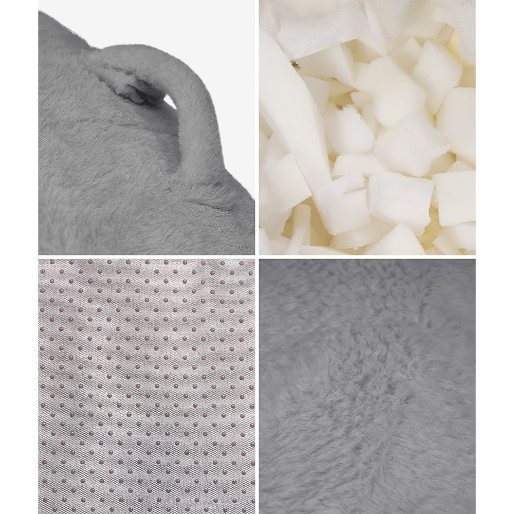 Oikiture 2x Bean Bag Floor Lounge Lazy Sofa Faux Rabbit Fleece Grey
