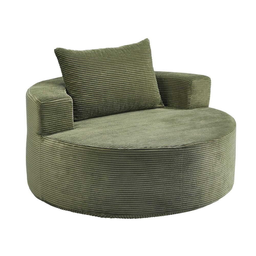 Oikiture Floor Chair Lounge Couch Lazy Sofa Corduroy Chaise Green