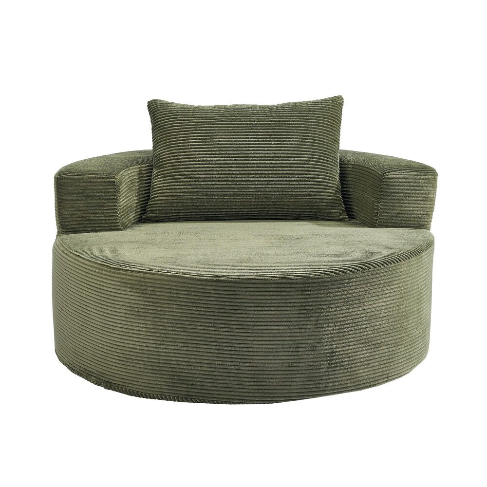 Oikiture Floor Chair Lounge Couch Lazy Sofa Corduroy Chaise Green