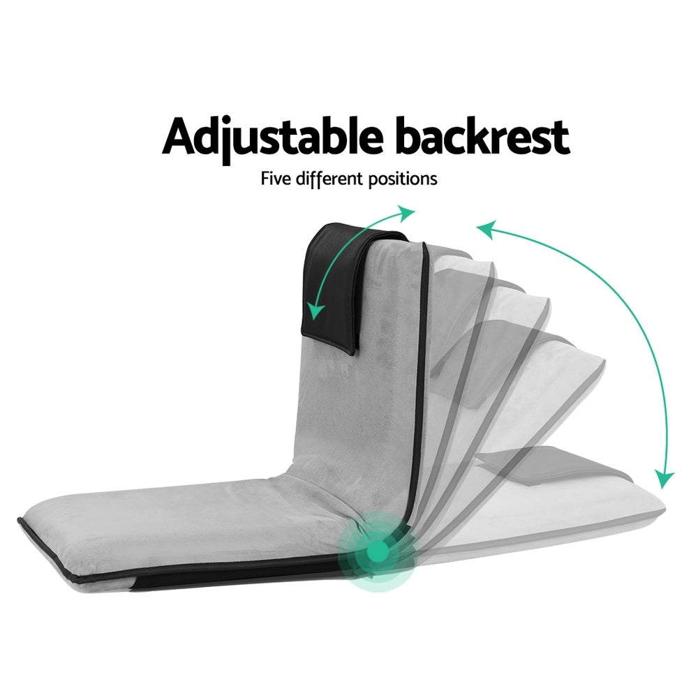 4X Floor Lounge Sofa Bed Floor Cushion Velvet Grey