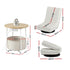 Artiss Floor Lounge & Round Coffee Table Side End Table with Charging Station Set