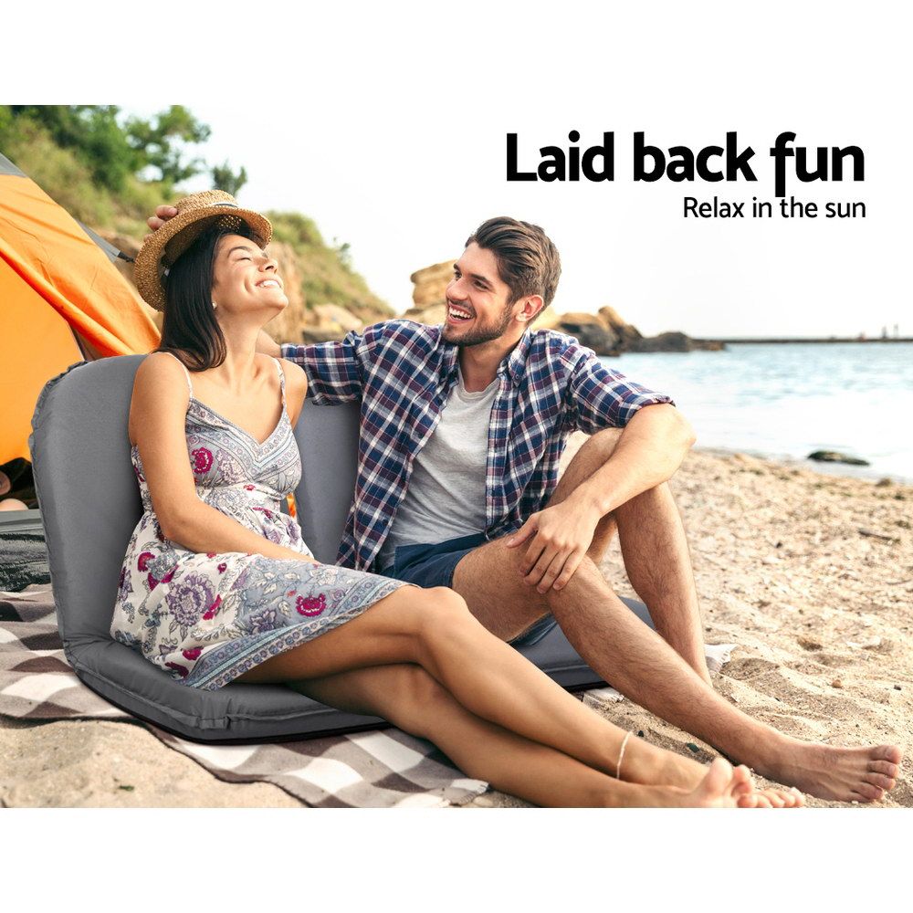 Foldable Sofa Chair – Adjustable Outdoor/Indoor Lounge Seat, Steel Frame, Grey