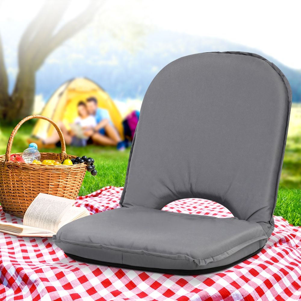 Foldable Sofa Chair – Adjustable Outdoor/Indoor Lounge Seat, Steel Frame, Grey