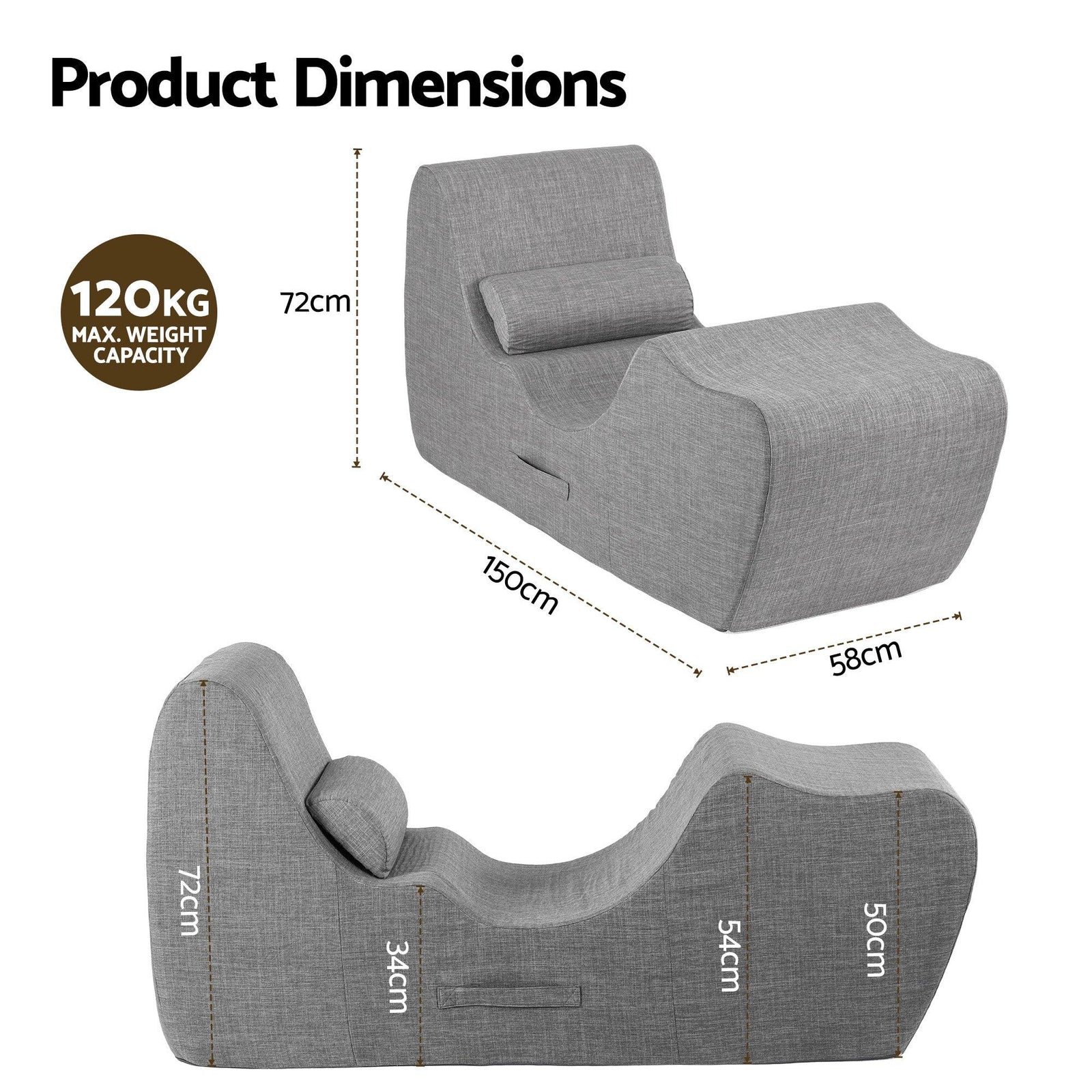 Chaise Lounge Chair Ergonomic S-Curve Floor Lounger Boneless Lounge Chairs Grey