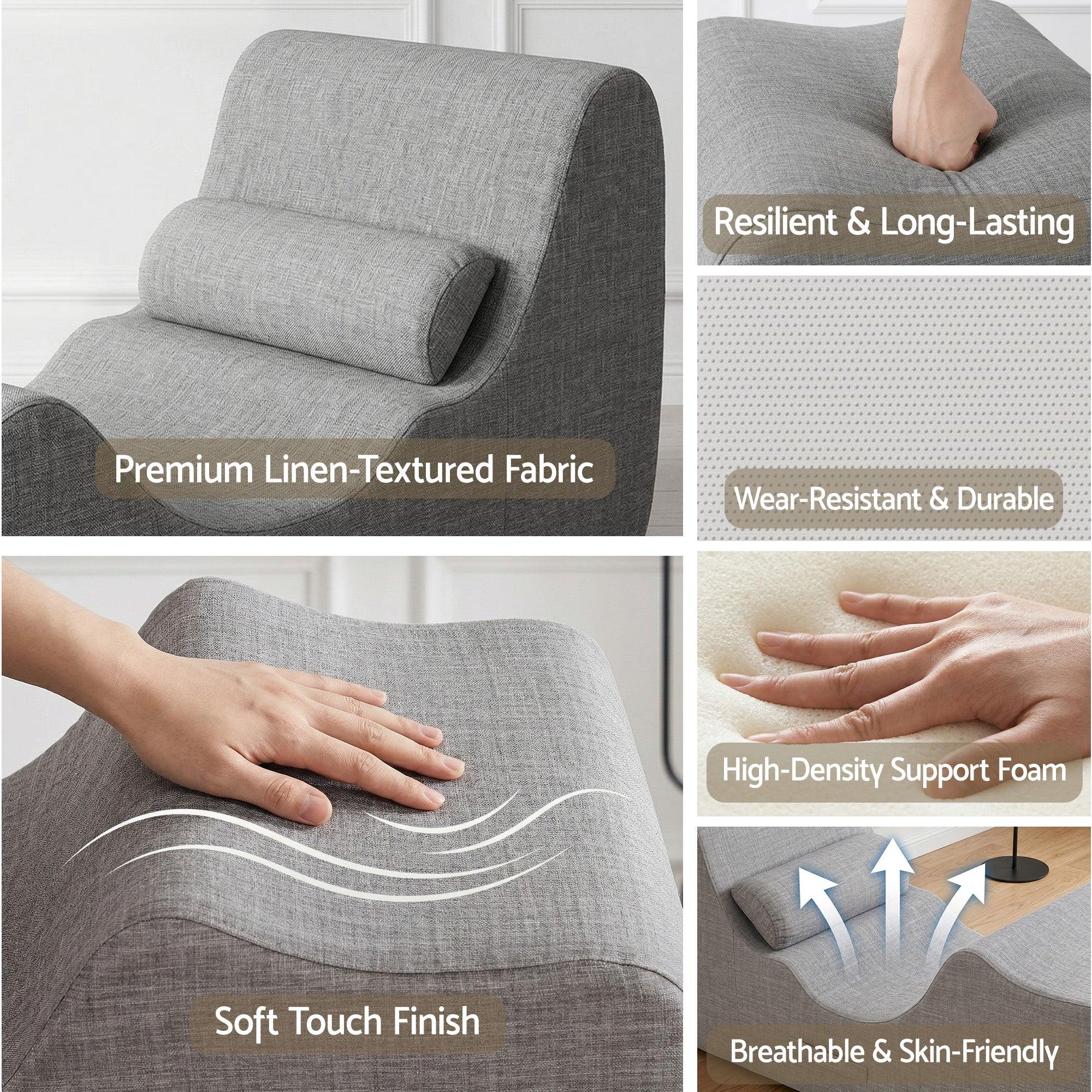 Chaise Lounge Chair Ergonomic S-Curve Floor Lounger Boneless Lounge Chairs Grey