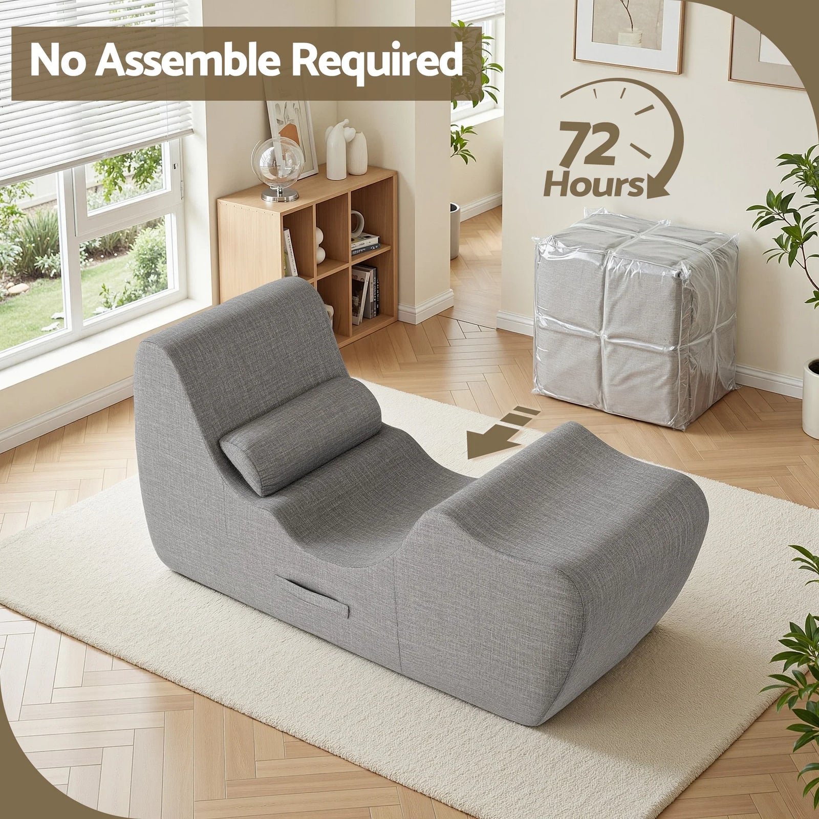 Chaise Lounge Chair Ergonomic S-Curve Floor Lounger Boneless Lounge Chairs Grey