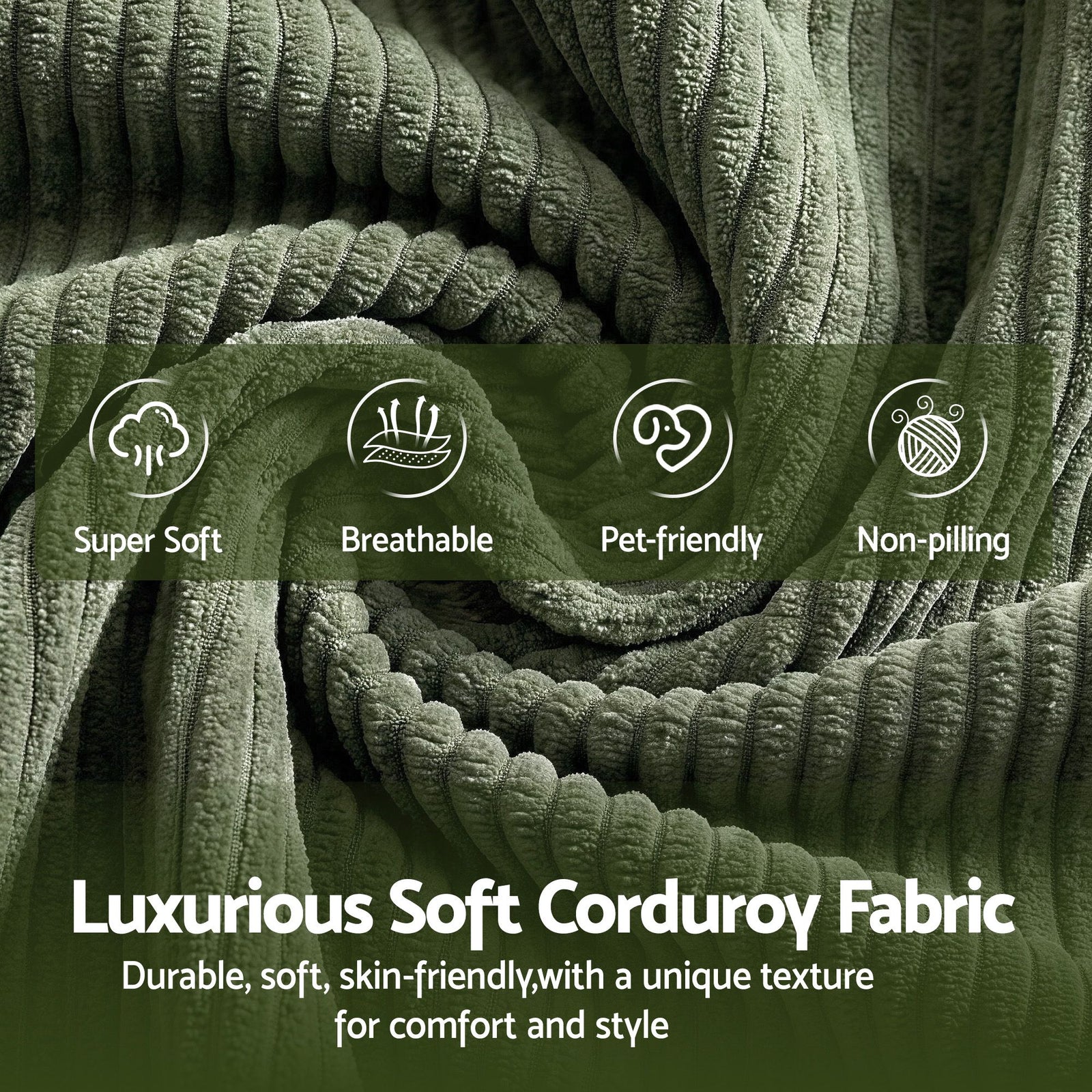 Artiss Armchair Floor Chair Couch Recliner 1 Seater Cloud Chaise Lounge Corduroy Green