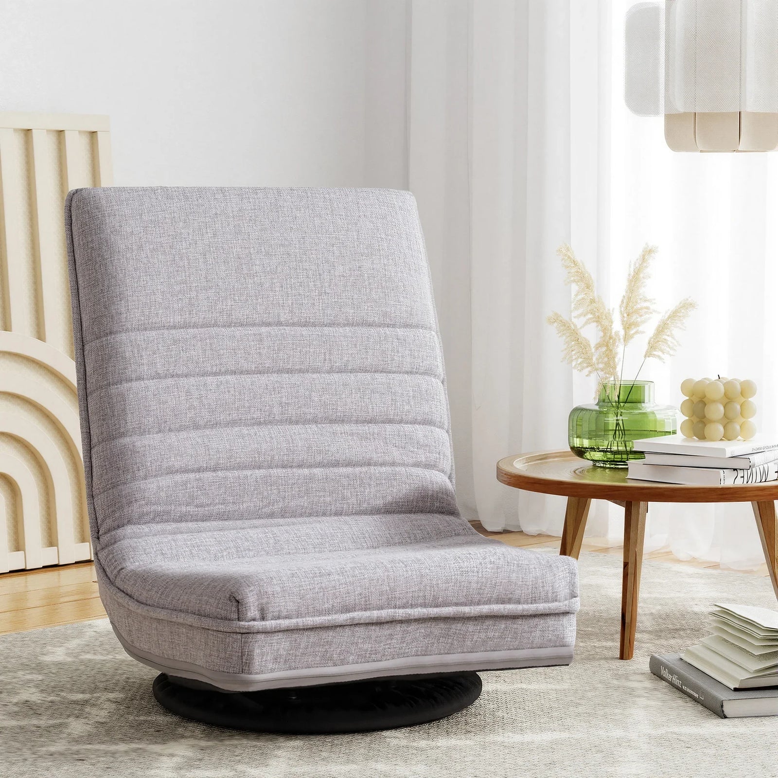 360° Swivel Floor Gaming & Lounge Chair with Foldable Design – Grey