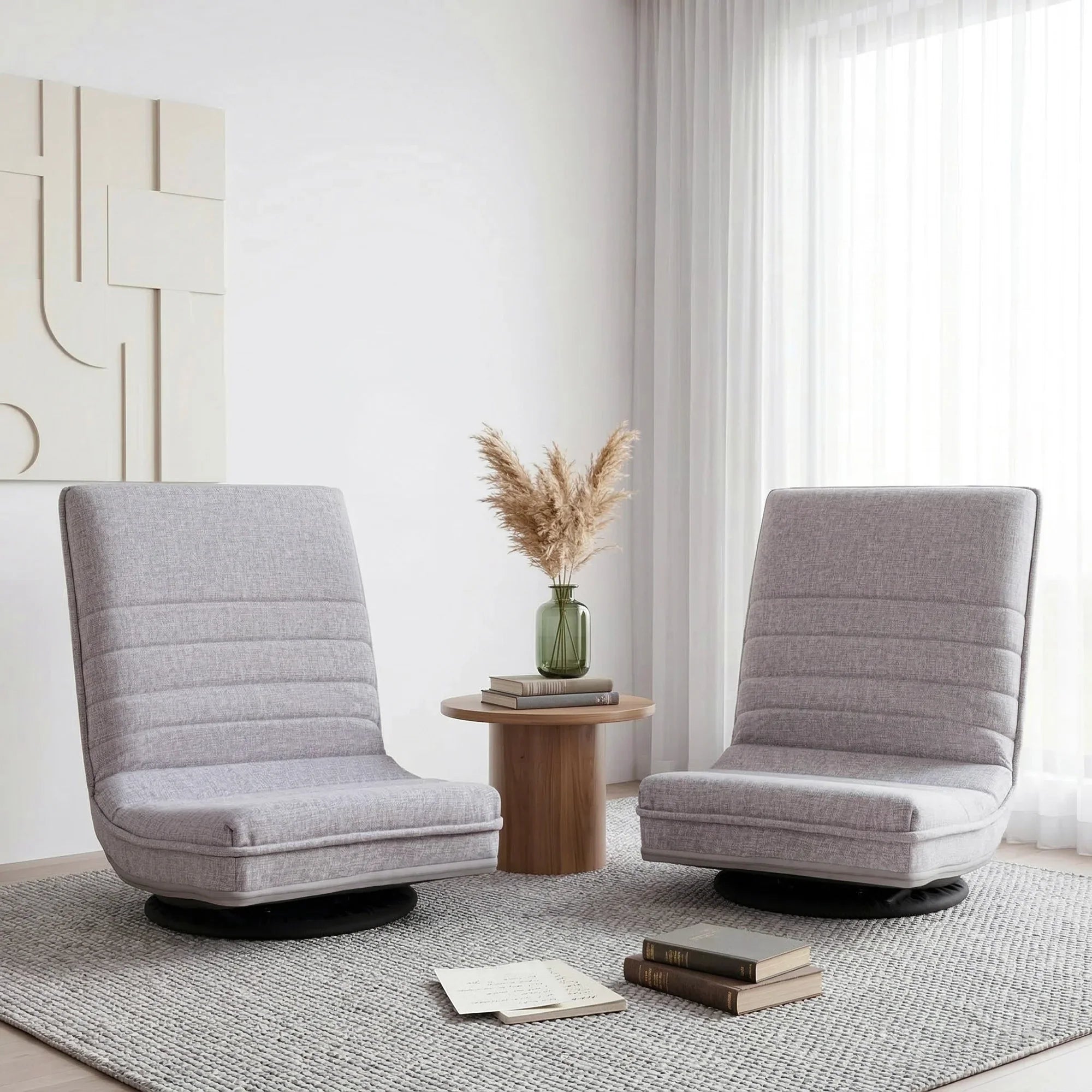 2 Swivel Floor Chair 360 Adjustable Foldable Lounge Seat Floor Sofa Chair Grey