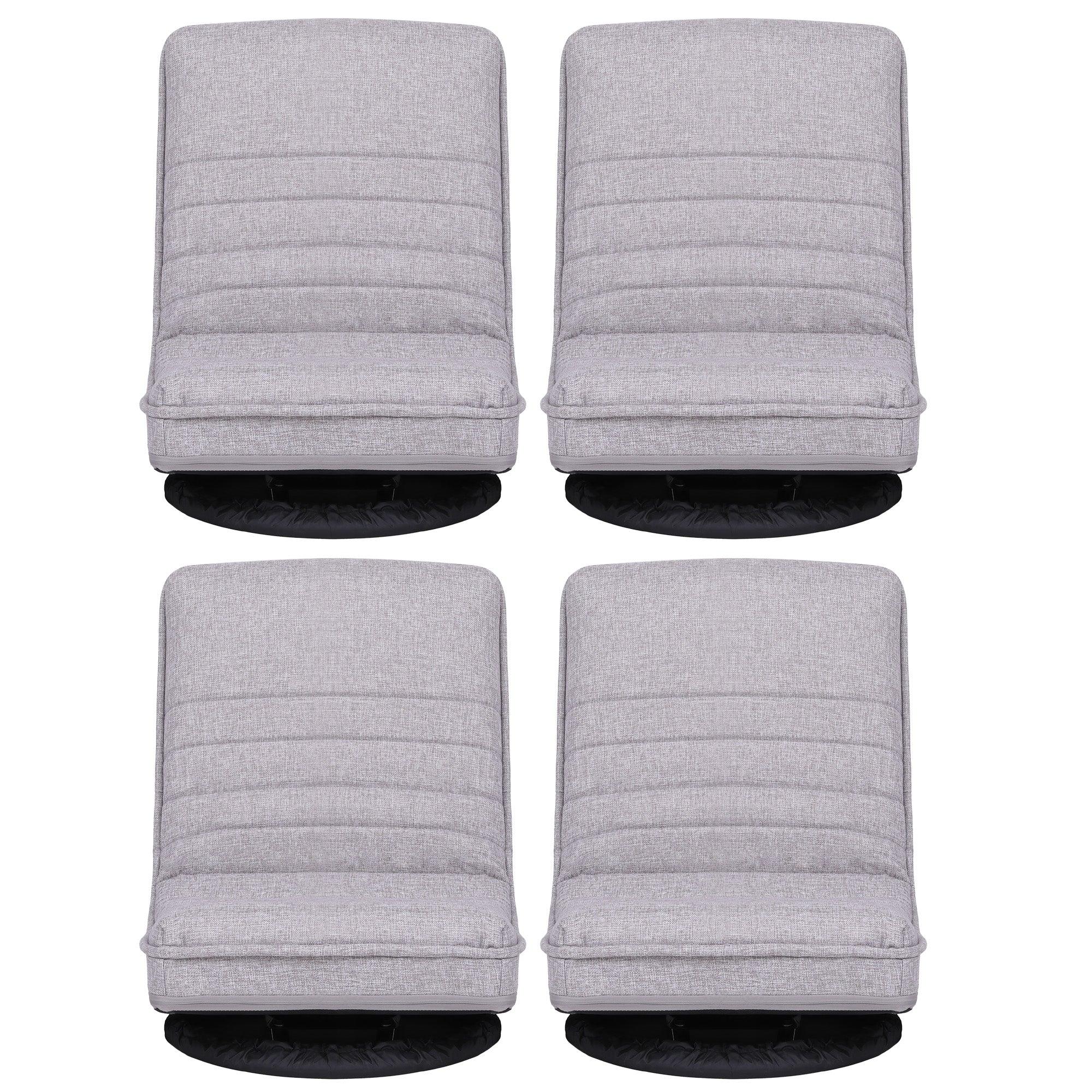 4PCS Swivel Floor Chair 360 Adjustable Foldable Lounge Seat Floor Sofa Chair Grey