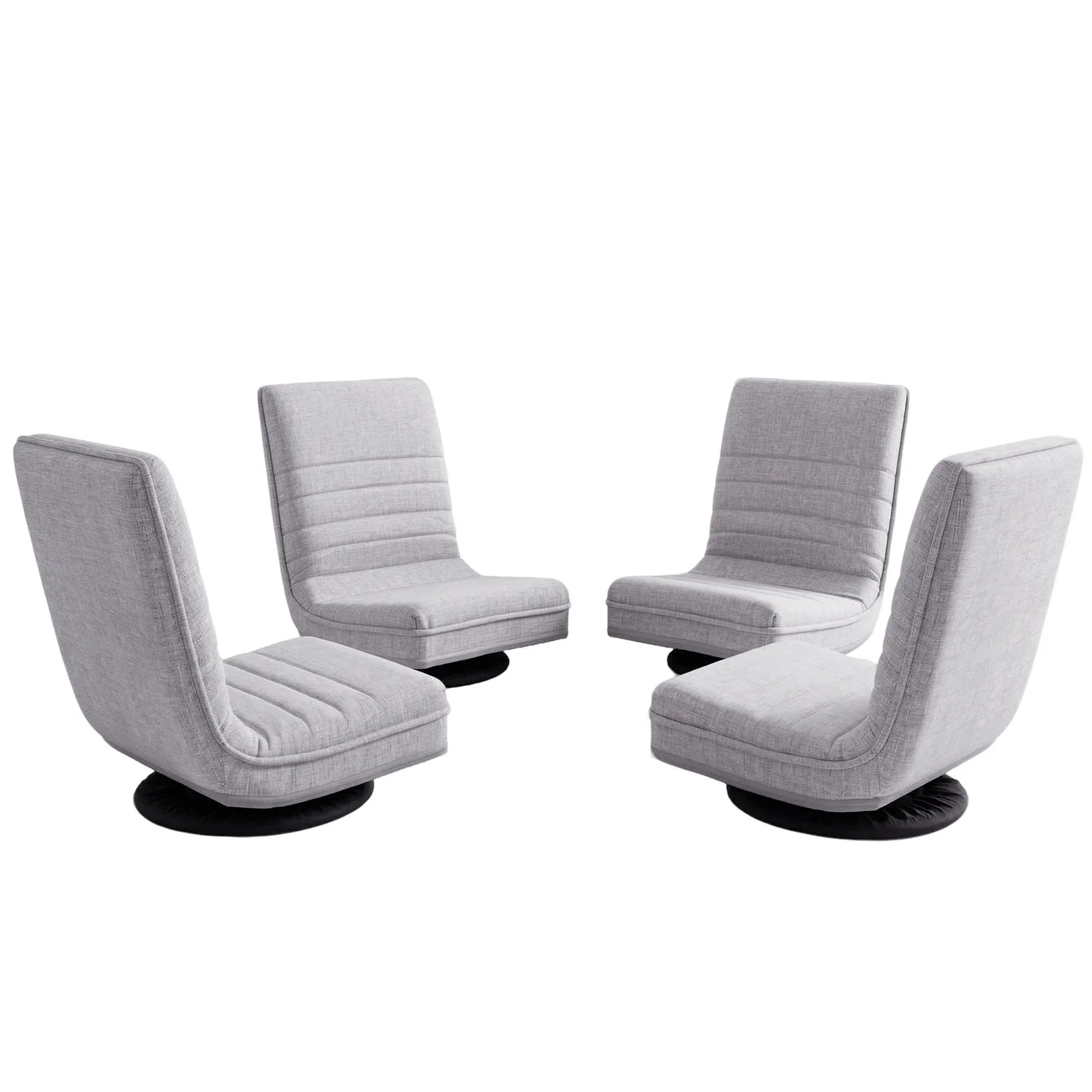 4PCS Swivel Floor Chair 360 Adjustable Foldable Lounge Seat Floor Sofa Chair Grey