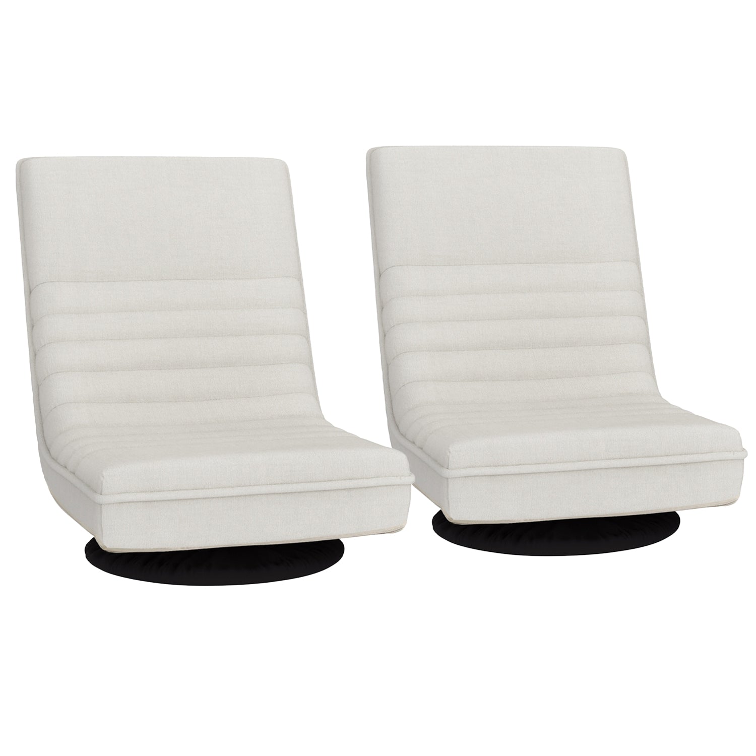 2XFloor Chair Lounge Sofa Swivel Foldable Linen White