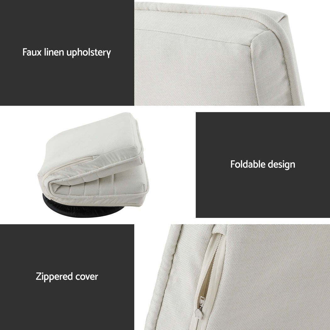 4XFloor Chair Lounge Sofa Swivel Foldable Linen White